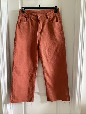 NWOT High-Rise Cropped Wide-Leg Jeans in Rust